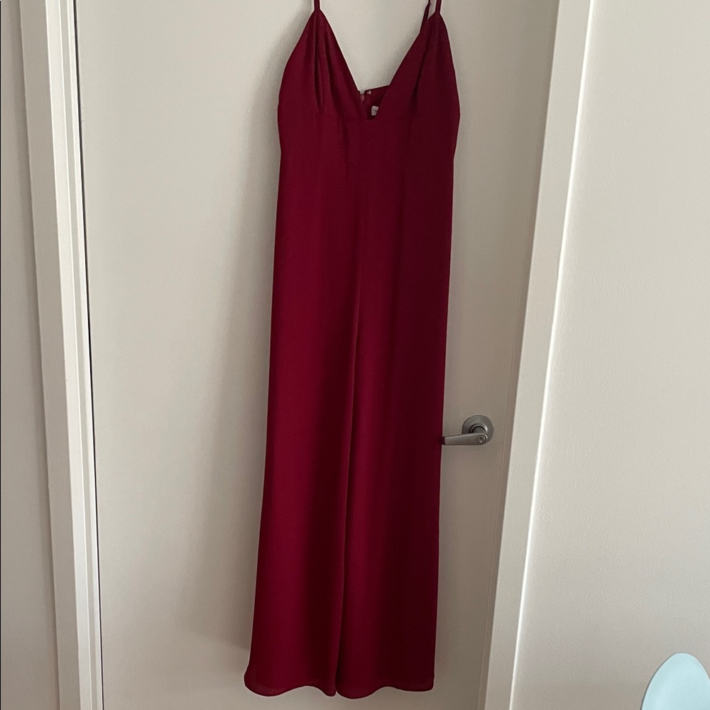 Fame and Partners Deep Red Spaghetti-Strap Jumpsuit